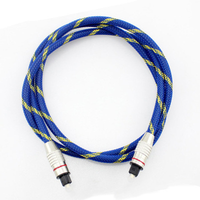 Kabel Audio Digital Optik Pria ke Pria Berlapis Emas Rajutan Tali Biru 5.1 untuk Home Theater Soundbar