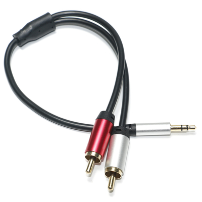 Beli Kabel Audio Digital 3.5MM 2/1 Hitam PVC Putih Merah Disepuh Aluminium Alloy Konektor Emas Untuk Audio Mobil online manufacture