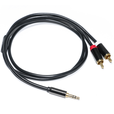 Beli Kabel Audio RCA 3.5MM 2-1 Cangkang Logam Hitam Untuk Audio Mobil 0.53M 1M 2M online manufacture