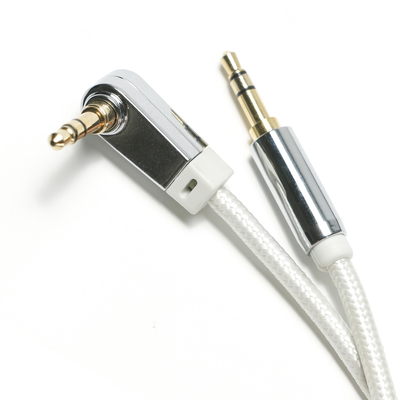 Beli Putih AUX Digital Audio SPDIF Kabel 90 ° 3.5 Mm Rajutan Tali Berlapis Aluminium Alloy untuk Suara Speaker Audio Mobil 0.92M online manufacture