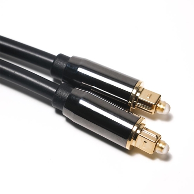 Kabel optik plastik Toslink profesional Kain nilon hitam Kabel audio digital serat optik berlapis emas