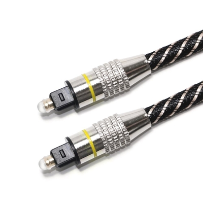 Kabel Audio Optik TOSLINK Kuning Nylon Braided OD4.0 Konektor Berlapis Logam
