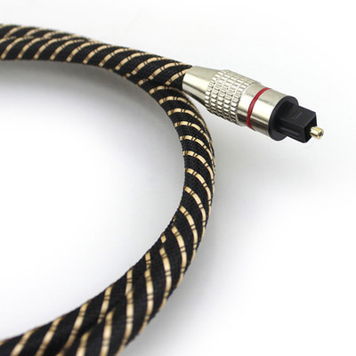 Toslink Optik Digital Kabel Nilon Dikepang Logam Shell Cincin Merah Konektor HI FI SPDIF 1M - 10M Untuk SoundBar