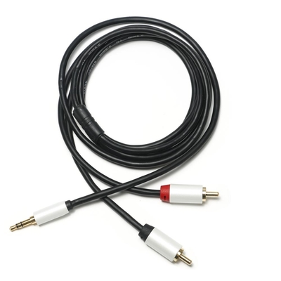 Kabel Audio Digital 3.5mm 2/1 Putih Berlapis Logam Shell Emas Konektor 1M 2M 3M RCA Untuk Soundbar audio mobil
