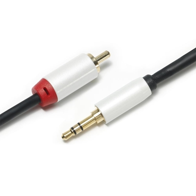 Kabel Audio Digital 3.5mm 2/1 Putih Berlapis Logam Shell Emas Konektor 1M 2M 3M RCA Untuk Soundbar audio mobil