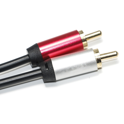 Kabel Audio Digital 3.5MM 2/1 Hitam PVC Putih Merah Disepuh Aluminium Alloy Konektor Emas Untuk Audio Mobil