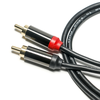 RCA Digital Audio Cable Plated Metal Shell Black PVC cover 3.5mm Panjang 1.25M Konektor Emas Untuk audio Mobil