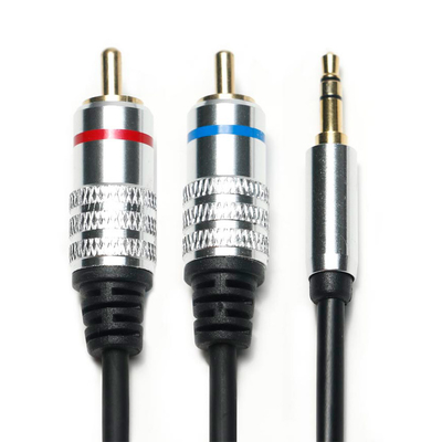Factory oulet RCA 3.5MM Audio Cable Red Blue Rim PCV Cover Plated Alloy Untuk CD TV Soundbar