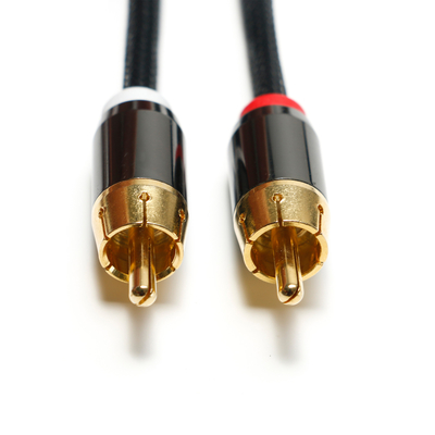 RCA 3.5MM Kabel Audio Digital 2/1 Knit Rope Plated Golden Port Untuk Soundbar Audio Mobil