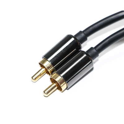 RCA Kabel Audio Digital 3.5mm Output 1/1 Pelat Ganda Laki-laki Logam Hitam PVC Aluminium Alloy 1.2M Untuk Sound bar Audio Mobil