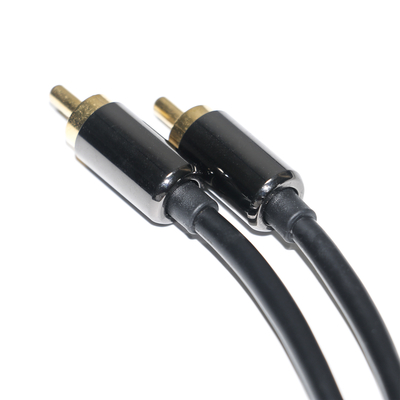 RCA Kabel Audio Digital 3.5mm Output 1/1 Pelat Ganda Laki-laki Logam Hitam PVC Aluminium Alloy 1.2M Untuk Sound bar Audio Mobil