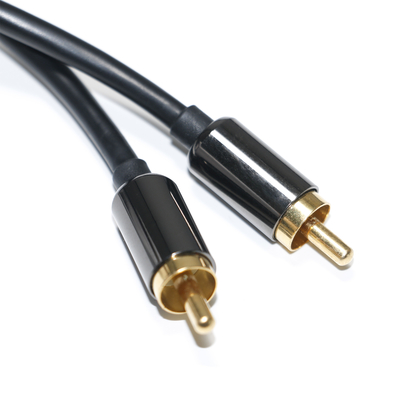 RCA Kabel Audio Digital 3.5mm Output 1/1 Pelat Ganda Laki-laki Logam Hitam PVC Aluminium Alloy 1.2M Untuk Sound bar Audio Mobil