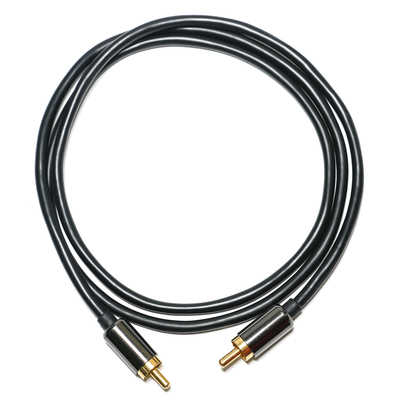 RCA Kabel Audio Digital 3.5mm Output 1/1 Pelat Ganda Laki-laki Logam Hitam PVC Aluminium Alloy 1.2M Untuk Sound bar Audio Mobil