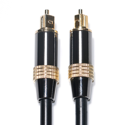 Kabel Digital Toslink OB6.0 PVC Rope Plated Black Metal Rim Antarmuka Emas 1.2M 2M