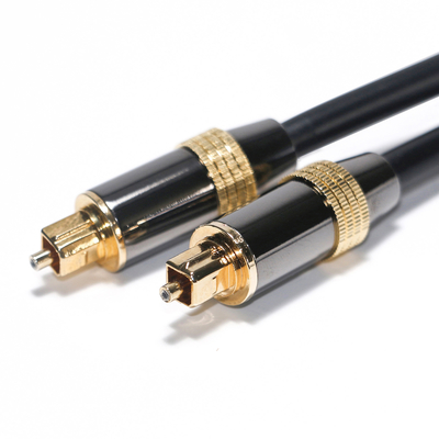 Kabel Digital Toslink OB6.0 PVC Rope Plated Black Metal Rim Antarmuka Emas 1.2M 2M