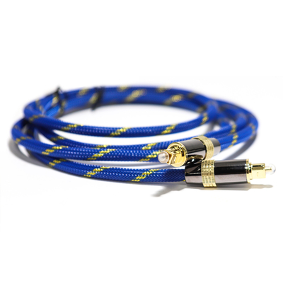 Toslink Didital Kabel Optik Berlapis Emas 4K Port anyaman Tali Biru Coaxial HiFi sound Untuk Audiophile HiFi 1.2M 2M