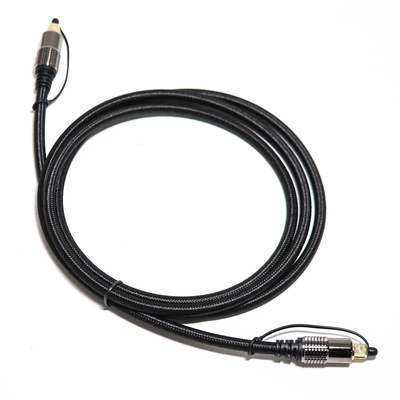 TOSLINK Kabel Audio Optik OD5.0 Blakc Knite Rope Berlapis Paduan Shell Antarmuka Emas 0.8M 1.2M Untuk Home theater Soundbar