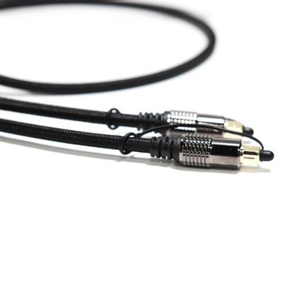 TOSLINK Kabel Audio Optik OD5.0 Blakc Knite Rope Berlapis Paduan Shell Antarmuka Emas 0.8M 1.2M Untuk Home theater Soundbar
