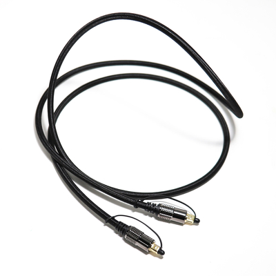 TOSLINK Kabel Audio Optik OD5.0 Blakc Knite Rope Berlapis Paduan Shell Antarmuka Emas 0.8M 1.2M Untuk Home theater Soundbar