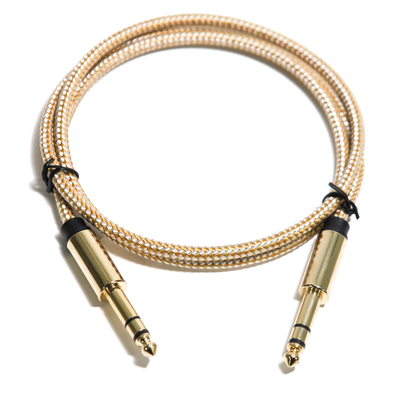 Guita String Kabel Audio RCA 6.35MM Antarmuka Tali Rajutan Logam Halus 0.8M