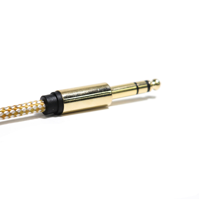 Guita String Kabel Audio RCA 6.35MM Antarmuka Tali Rajutan Logam Halus 0.8M