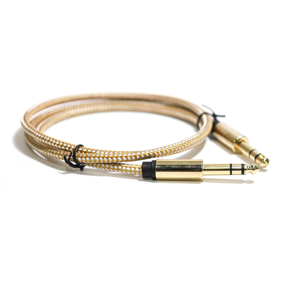Guita String Kabel Audio RCA 6.35MM Antarmuka Tali Rajutan Logam Halus 0.8M