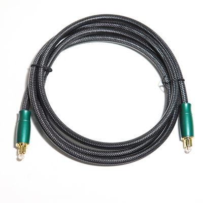 Factory Outlet Kabel Audio Optik Digital Zaitun Hijau Logam Shell Dengan Anyaman Net 0.8M 1.2M