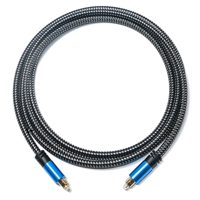 Kabel Audio Toslink Kabel Serat Optik Digital Biru Kabel Toslink Aluminium Alloy Metal Shell Nylon Braid