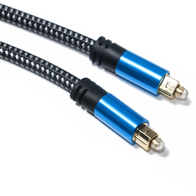 Kabel Audio Toslink Kabel Serat Optik Digital Biru Kabel Toslink Aluminium Alloy Metal Shell Nylon Braid