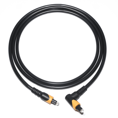 Pabrik Outlet Toslink Optical Fiber Audio Kabel Pria Hitam Kuning PVC 90° Square Toslink plastik kabel optik
