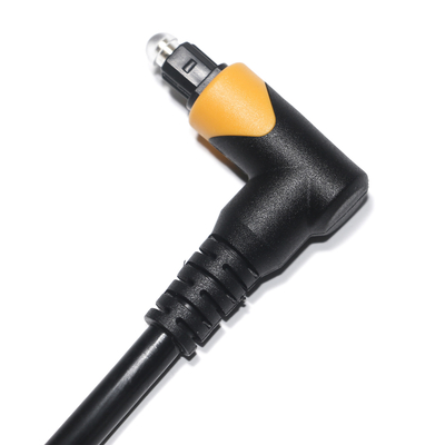 Pabrik Outlet Toslink Optical Fiber Audio Kabel Pria Hitam Kuning PVC 90° Square Toslink plastik kabel optik