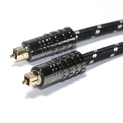 Toslink Digital Kabel Audio Optik OD5.0 Rajutan Tali Berlapis dengan Shell Bertekstur Hitam untuk Amplifier Soundbar 1.5M 3M 5M