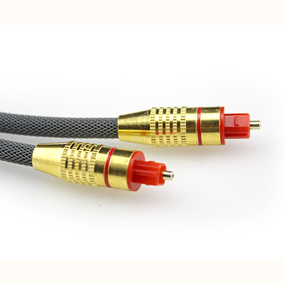 Toslink Digital Optical Fiber Cable Woven Net Plated Gold Shell Red Port 1.2M 2M 3M untuk soundbar