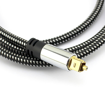 Digital Optical Audio Toslink Braid Cable OD5.0 Berlapis Perak Aluminium Shell Untuk Amplifier Soundbar 1.5M 3M 5M