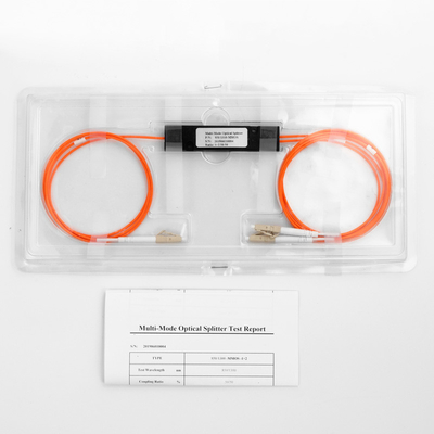 Rasio Kopling Pemisah Serat Optik LC/UPC 1x2 FBT Coupler 1*2 FBT Multimode 850/1310nm 50/125 MM 50/50