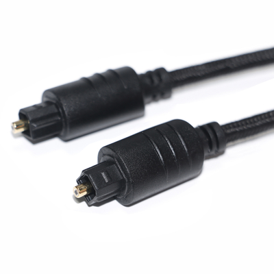 TOSLINK Kabel Audio Digital Hitam Rajutan Tali Berlapis Emas Round Port untuk Pemutar DVD 1M 2M 3M