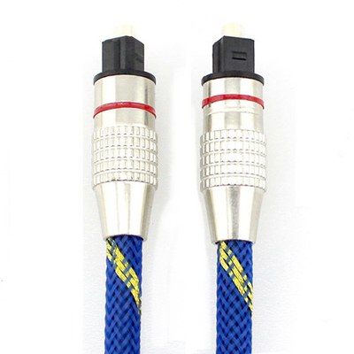 Kabel Audio Digital Optik Pria ke Pria Berlapis Emas Rajutan Tali Biru 5.1 untuk Home Theater Soundbar