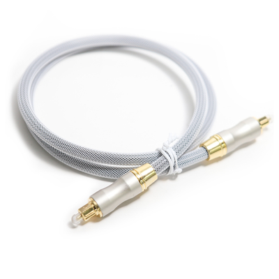 Toslink Kabel Audio Optik Digital OD5.0 Rajutan Tali Abu-abu Steker Emas Frosted Shell Untuk Kotak Speaker CD/DVD