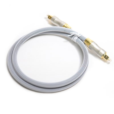 Toslink Kabel Audio Optik Digital OD5.0 Rajutan Tali Abu-abu Steker Emas Frosted Shell Untuk Kotak Speaker CD/DVD