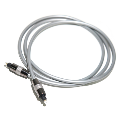 Toslink Kabel Serat Optik OD5.0 Tali Perak Berlapis Aluminium Tinta Hitam Shell Untuk Amplifier Soundbar 1.5M 3M 5M