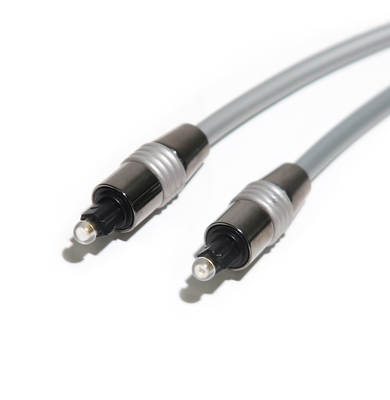 Toslink Kabel Serat Optik OD5.0 Tali Perak Berlapis Aluminium Tinta Hitam Shell Untuk Amplifier Soundbar 1.5M 3M 5M
