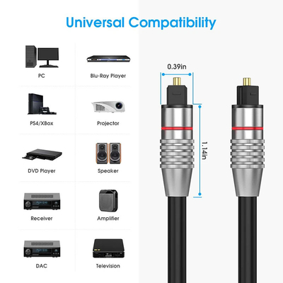 Kepala berlapis emas Toslink Kabel Kabel Digital Serat Optik 1M 1.5M 2M 3M 5M 10M 15M