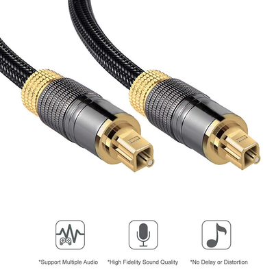 Kabel Serat Plastik Toslink Untuk Toslink Audio Serat Optik Konektor Logam Plating Emas Kabel