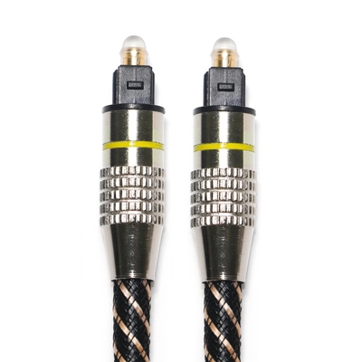 Kabel Audio Optik TOSLINK Kuning Nylon Braided OD4.0 Konektor Berlapis Logam