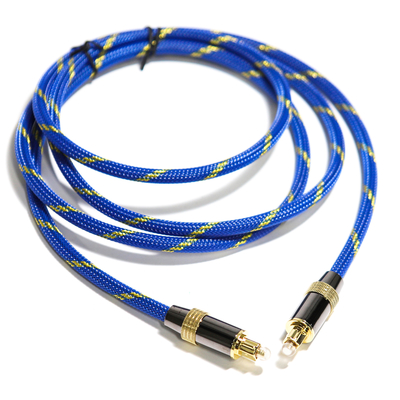 Toslink Didital Kabel Optik Berlapis Emas 4K Port anyaman Tali Biru Coaxial HiFi sound Untuk Audiophile HiFi 1.2M 2M