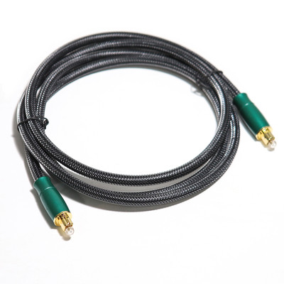Factory Outlet Kabel Audio Optik Digital Zaitun Hijau Logam Shell Dengan Anyaman Net 0.8M 1.2M