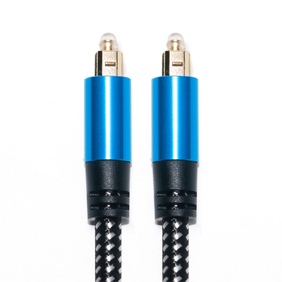 Kabel Audio Toslink Kabel Serat Optik Digital Biru Kabel Toslink Aluminium Alloy Metal Shell Nylon Braid