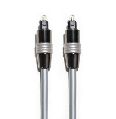 Toslink Kabel Serat Optik OD5.0 Tali Perak Berlapis Aluminium Tinta Hitam Shell Untuk Amplifier Soundbar 1.5M 3M 5M