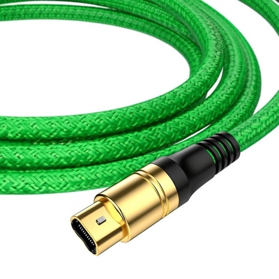 Konektor Plating Emas TOSLINK Kabel Audio Optik PVC Bahan Perlindungan Lingkungan Kotak Mesh Tenun Hijau atau Disesuaikan